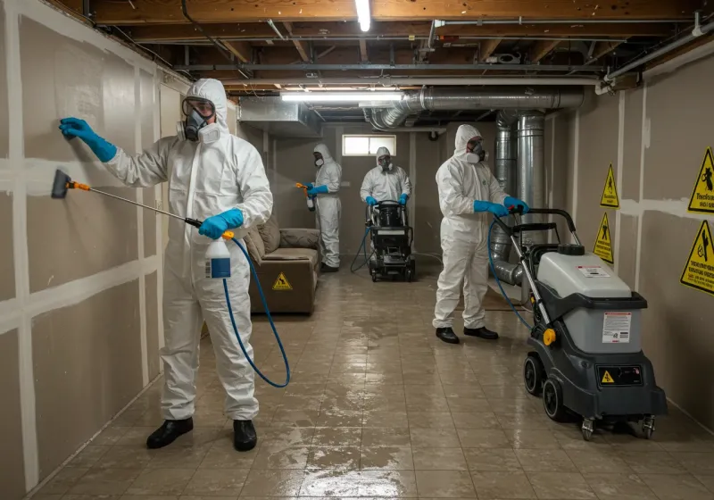 Basement Moisture Removal and Structural Drying process in Morgandale, OH